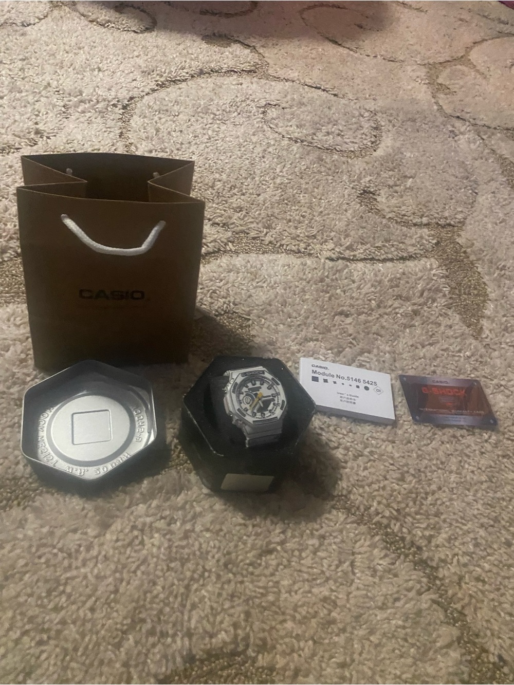 Casio White Men’s Analog-Digital G-Shock Watch with Black Case